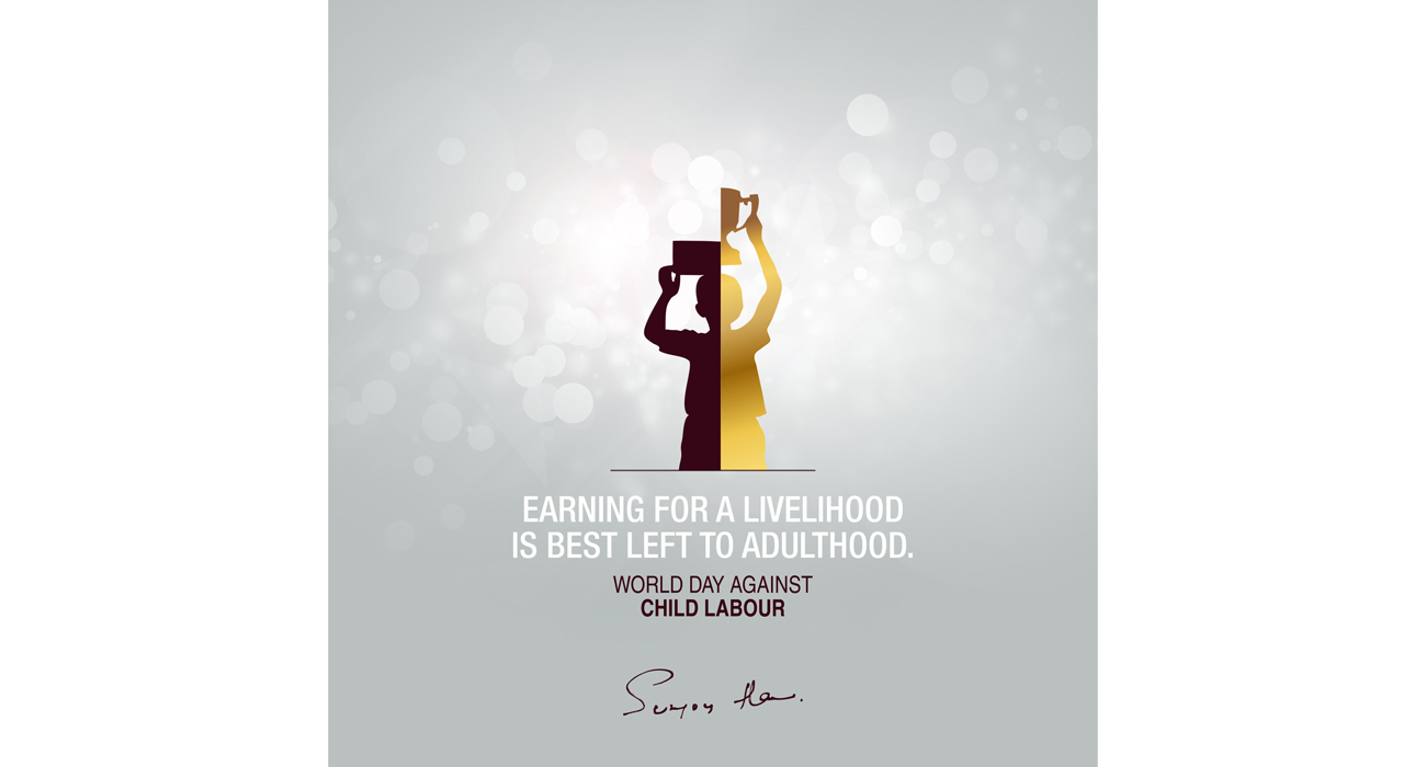 Creative wishpost on International Day against Child Labour for Sunjoy Hans' Social Media Profiles