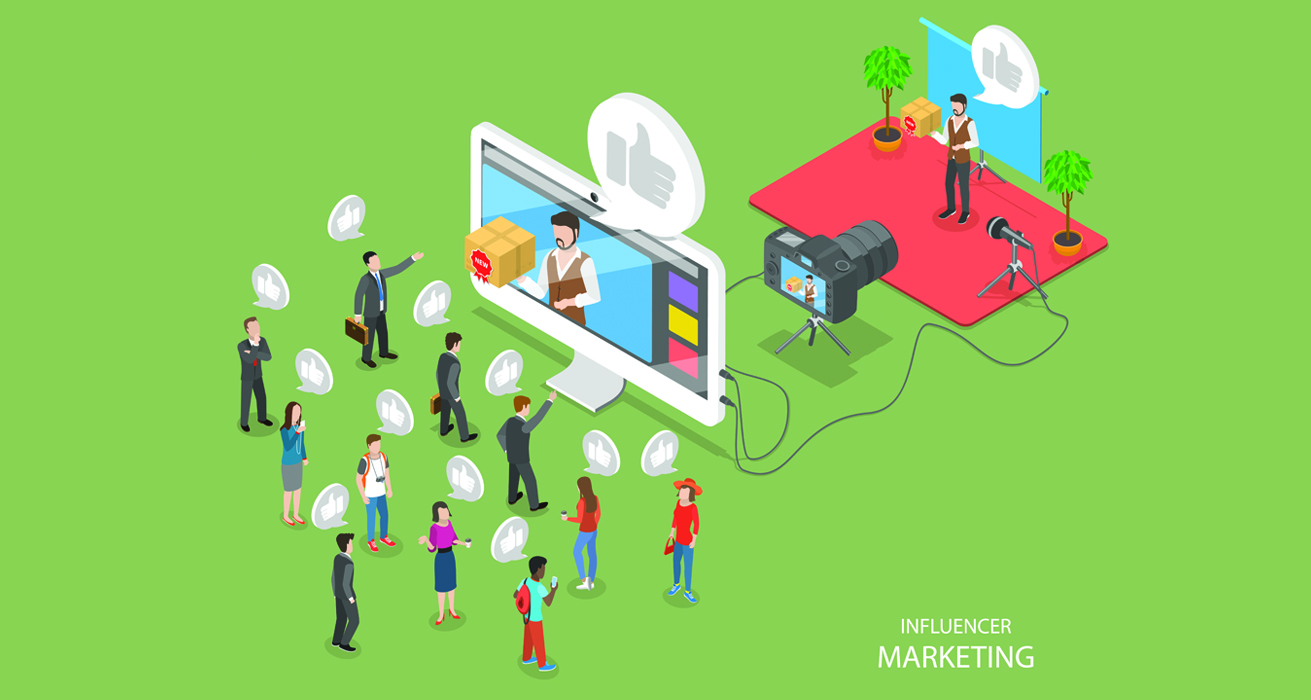 Influencer Marketing Flat Isometric